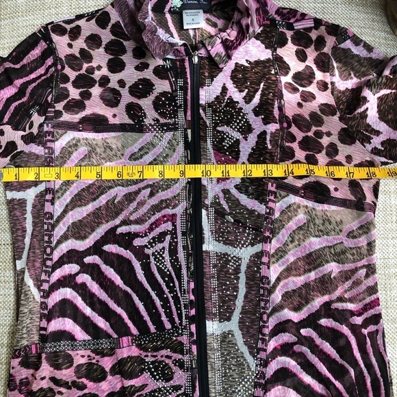 Damee Inc 2 Piece Embellished Jacket & Top Set Pink Animal Print  Women’s Small - Picture 11 of 16